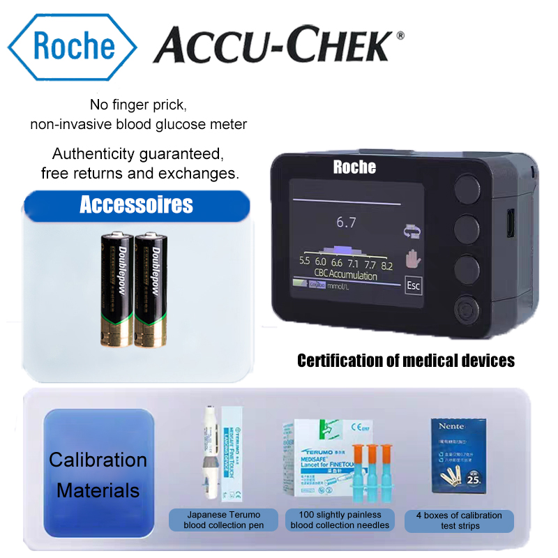 [Tratamiento médico no invasivo de alta precisión] Medición de glucosa en sangre + medición de la presión arterial + materiales de calibración + batería